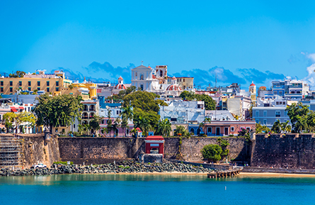 Old Wall and Colorful Buildings